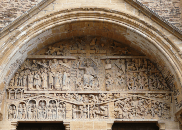 最後の審判、コンク、サント・フォア修道院聖堂、西正面扉口テュンパヌム、12世紀初頭〜1130年頃、フランス