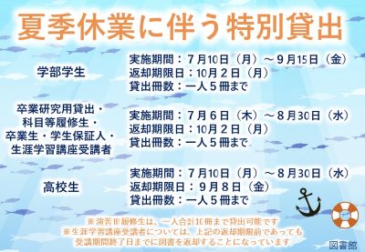 夏季休業に伴う特別貸出について【終了】